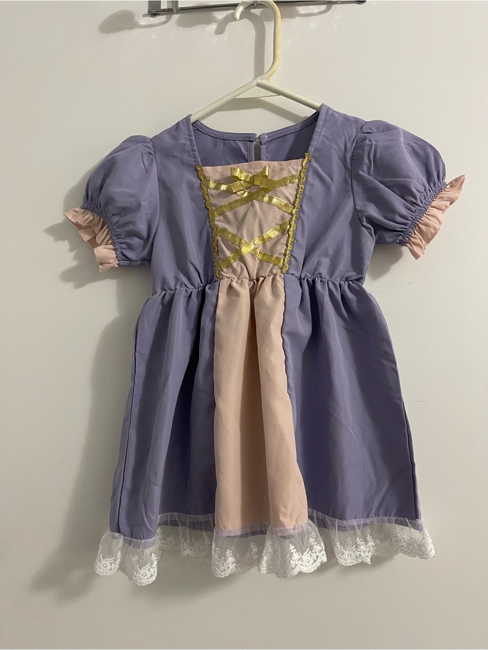 Lilac and Blush Girls' Party Dress with Gold Trim